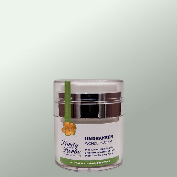 Purity Herbs Undrakrem Wonder Cream jar on a light gray background