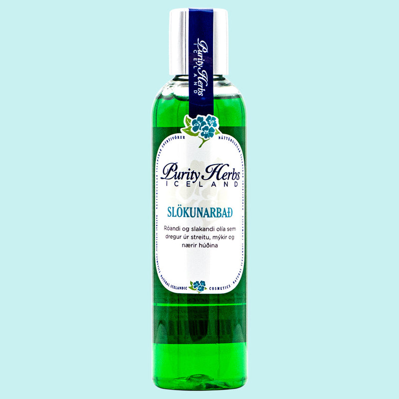 Slökunarbað er baðolía sem róar líkamann og veitir góða slökun. Mýkir og nærir húðina. Notið um 15 ml af baðolíunni í baðið.